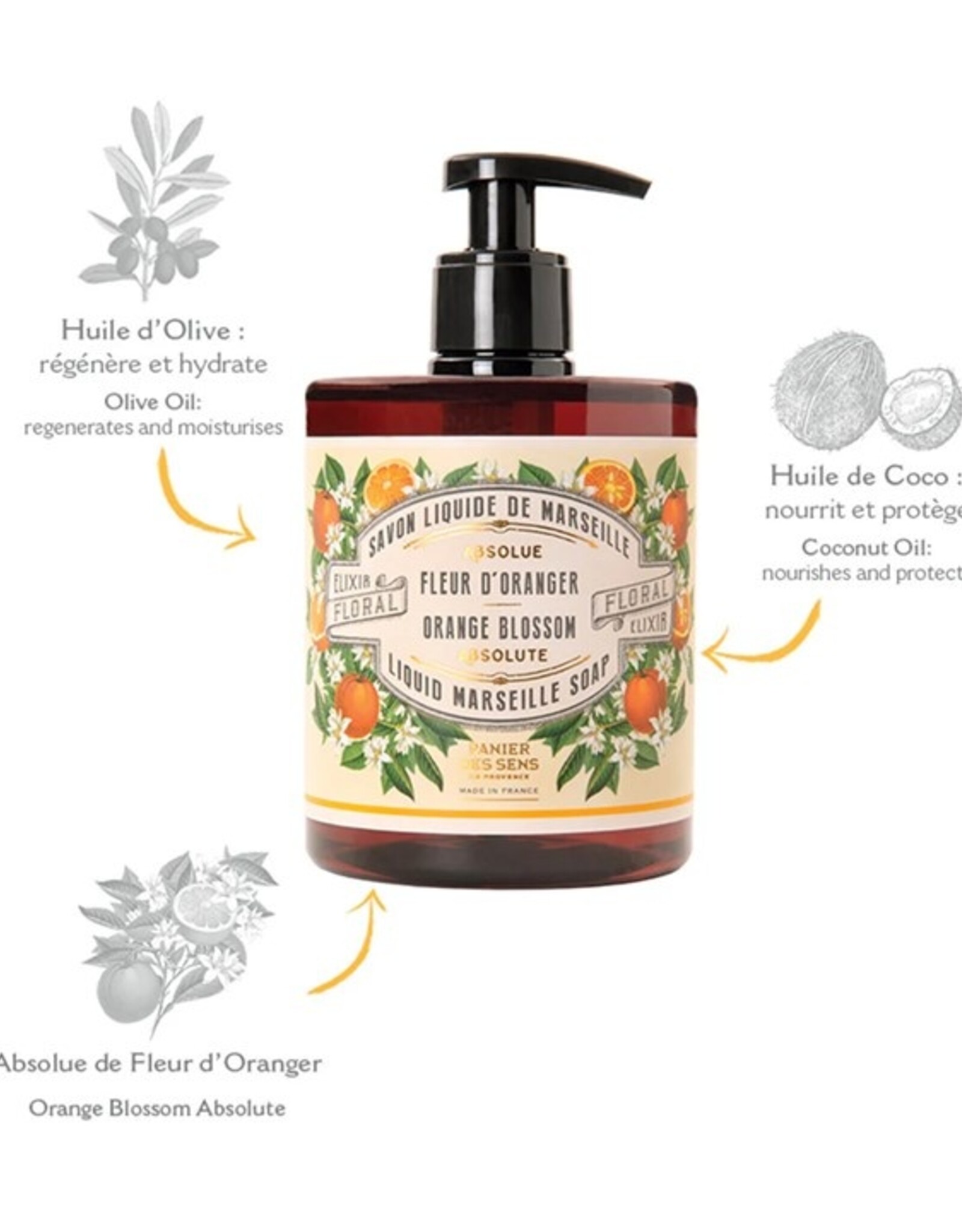Savon liquide Marseille  - Fleur d'Oranger