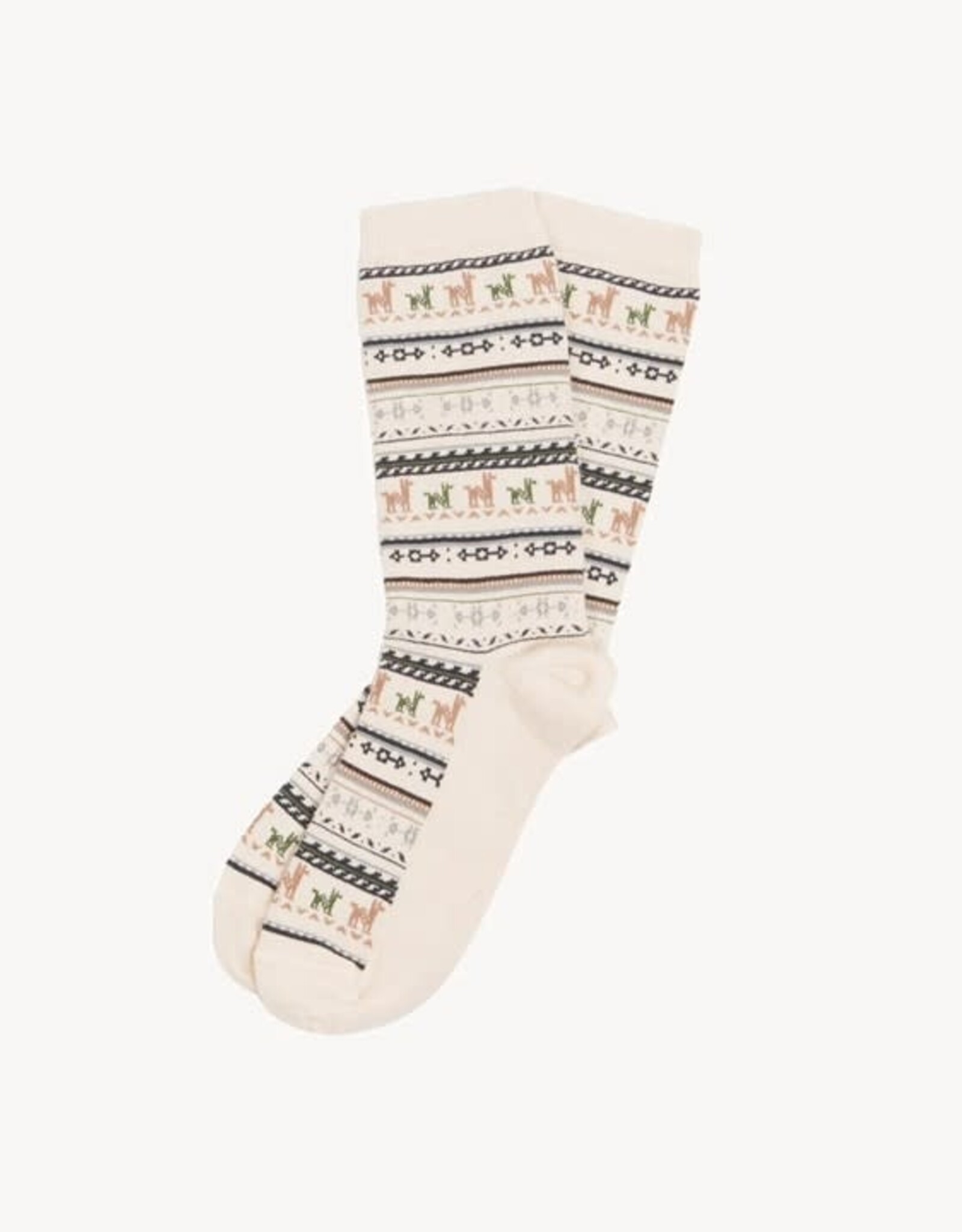 Chaussettes motif alpaga- Ivoire S/M