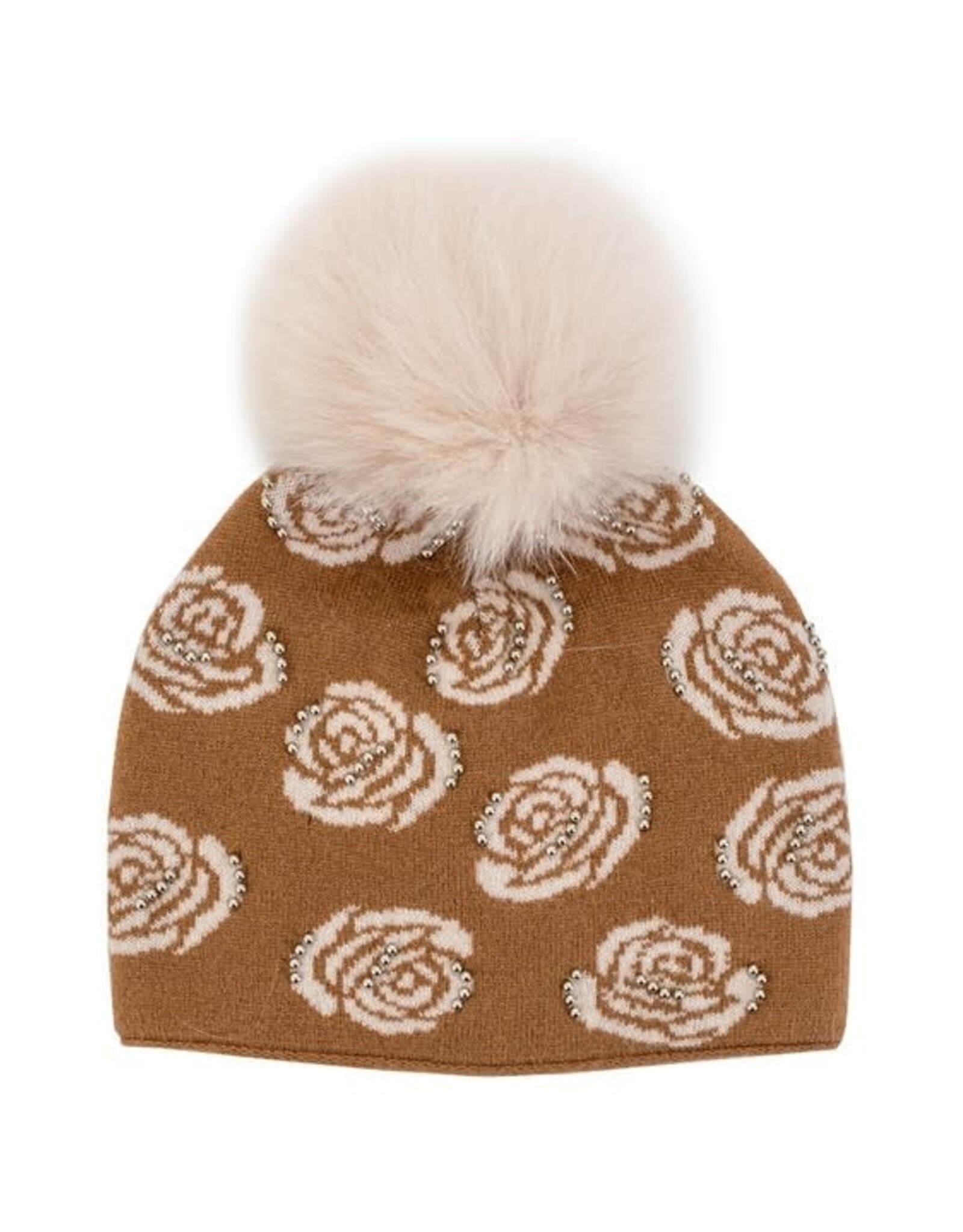 Tuque motif fleurs - Camel