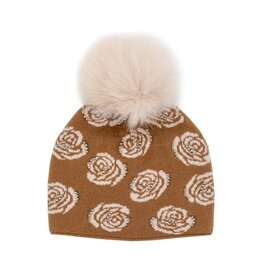 Tuque motif fleurs - Camel