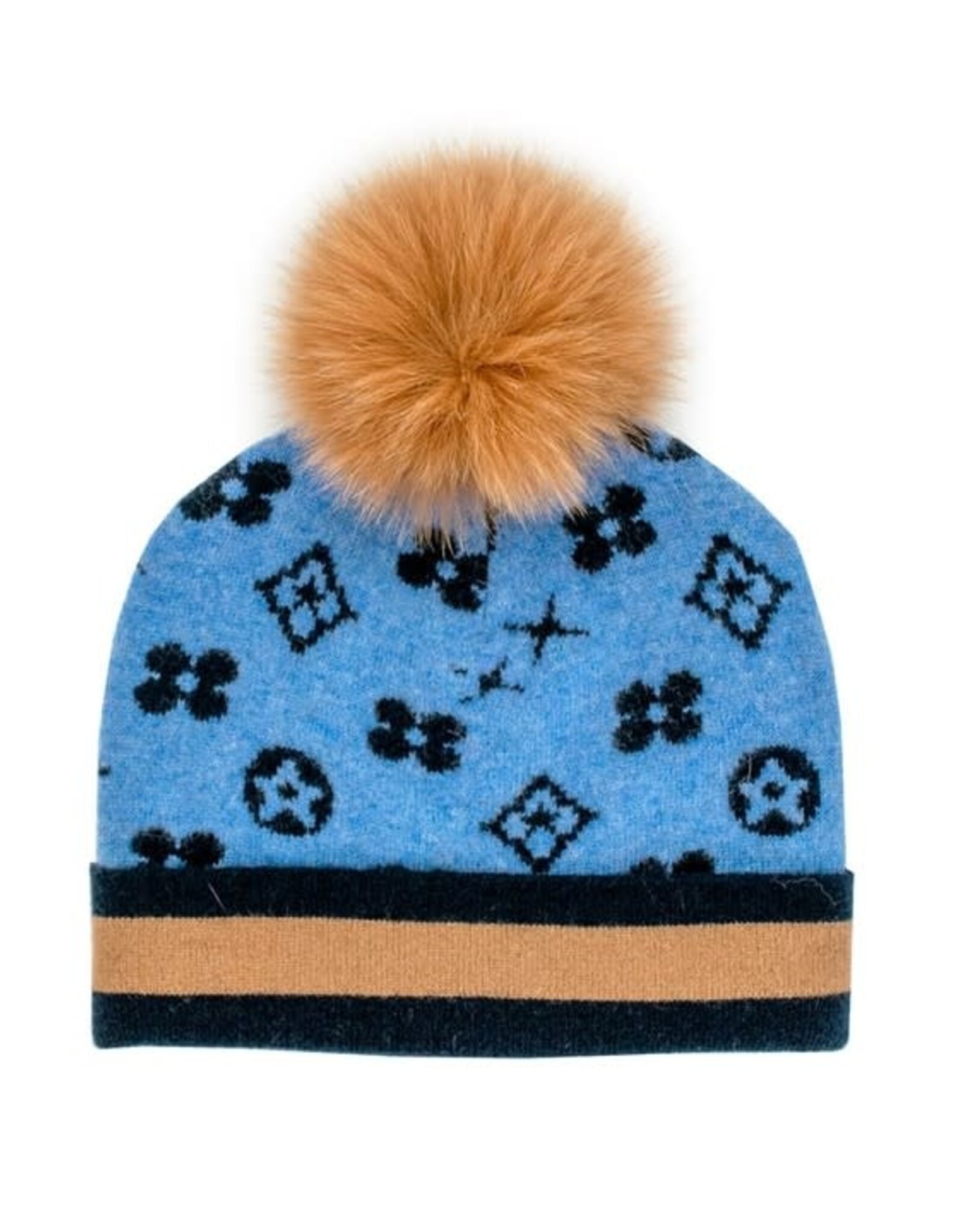 Tuque motif - Bleu & Camel