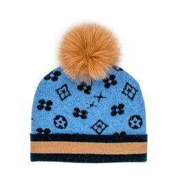 Tuque motif - Bleu & Camel