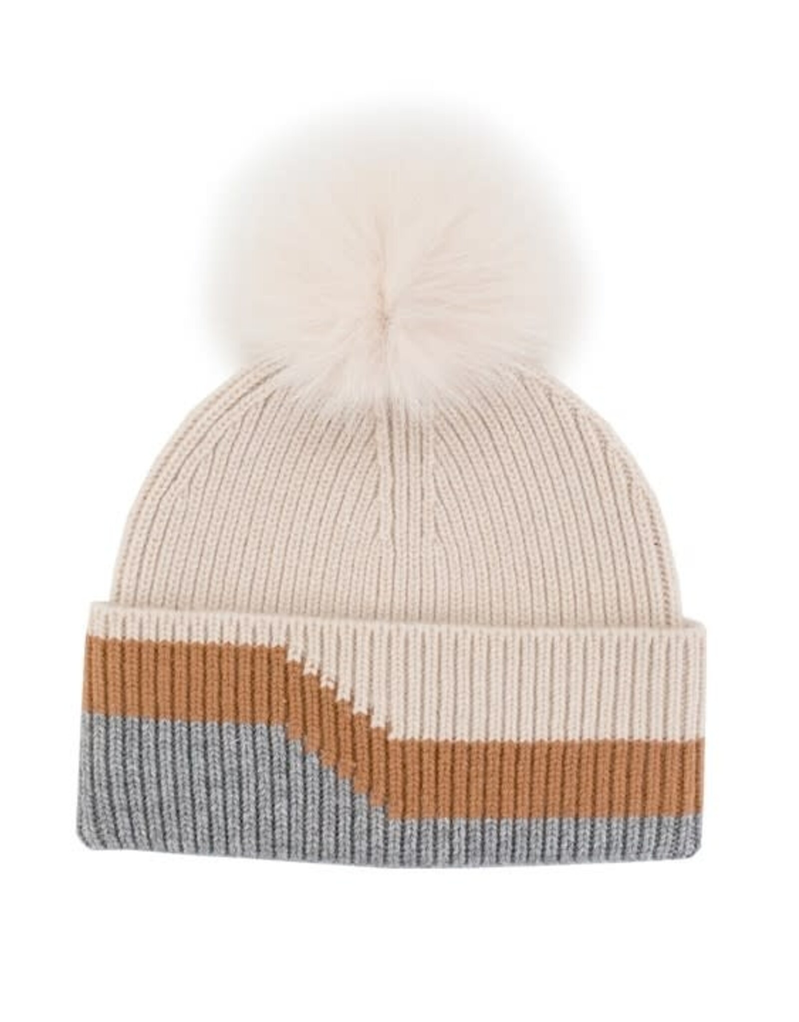 Tuque Bordure - Ivoire, gris, camel