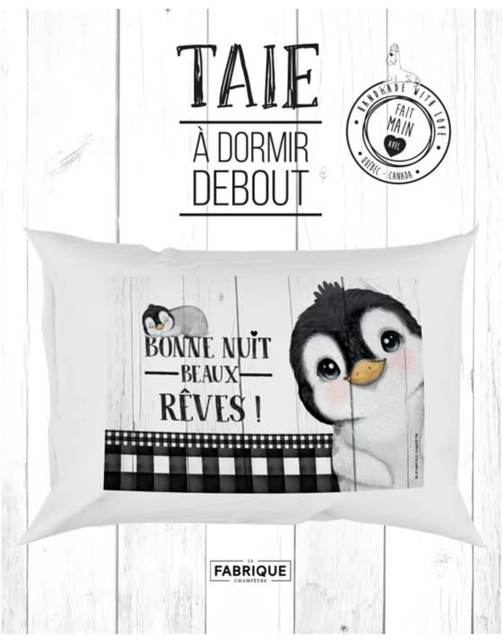 Fabrique Champêtre Taie d'oreiller Beaux rêves (pingouin)