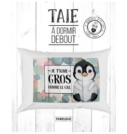 Fabrique Champêtre Taie d'oreiller - Je t'aime gros ( pingouin )
