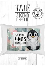 Fabrique Champêtre Taie d'oreiller - Je t'aime gros ( pingouin )