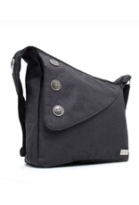 Grand sac à bandoulière 3 boutons  - Noir