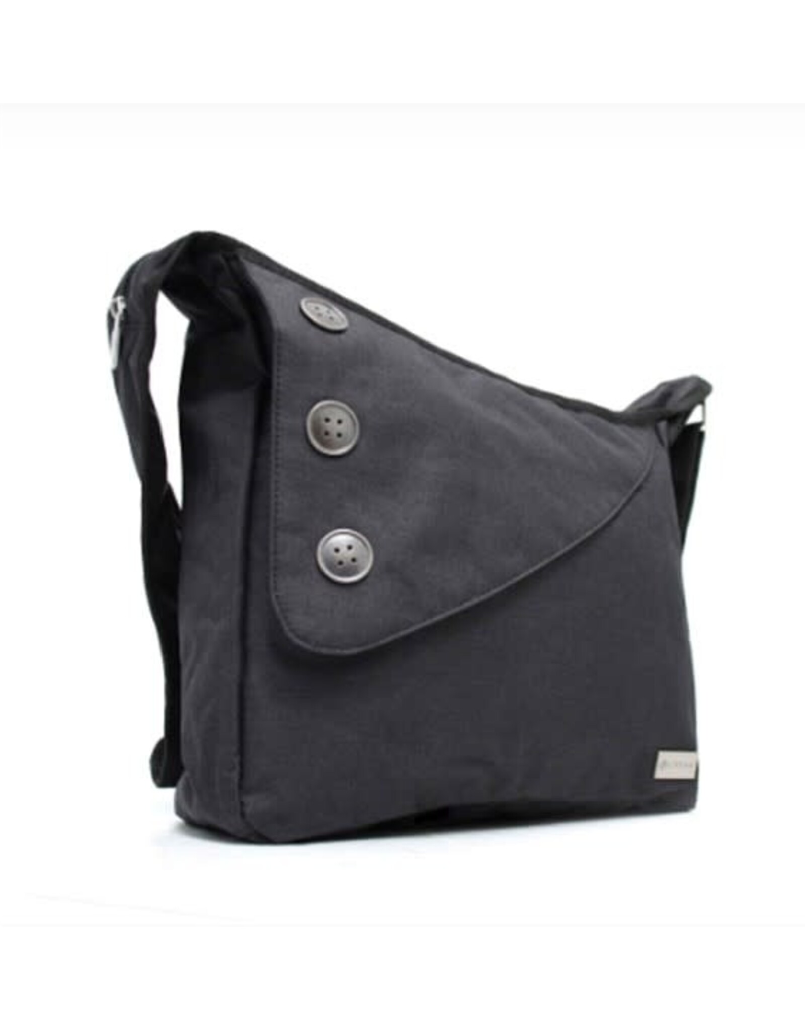 Grand sac à bandoulière 3 boutons  - Noir