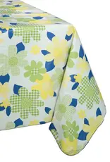 Nappe vinyle Fleurs bleu-jaune