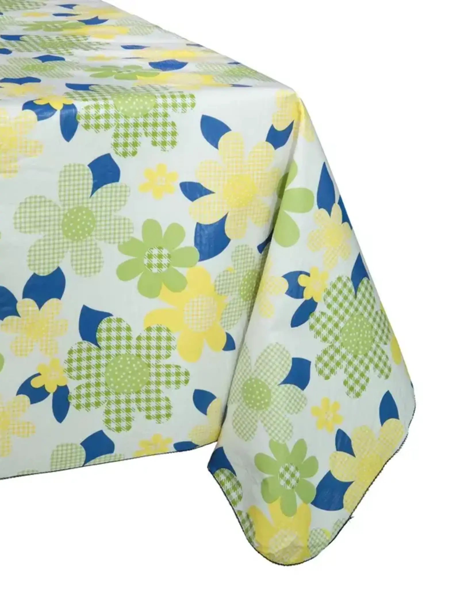 Nappe vinyle Fleurs bleu-jaune