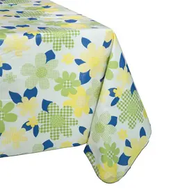 Nappe vinyle Fleurs bleu-jaune