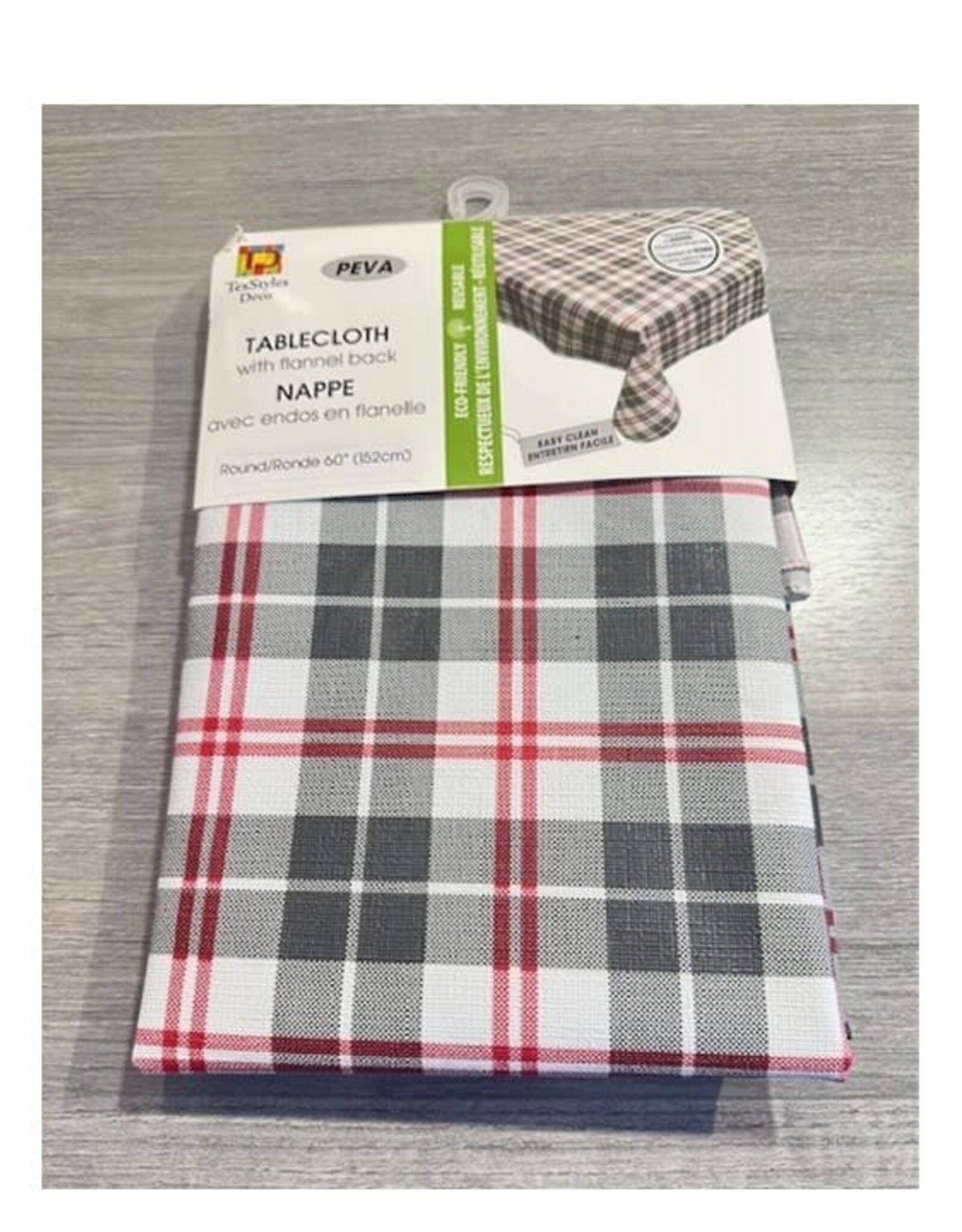 Nappe vinyle carreaux gris - 60 " Ronde
