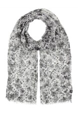 Fraas Foulard fleurs - Blanc & Gris
