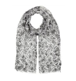 Fraas Foulard fleurs - Blanc & Gris