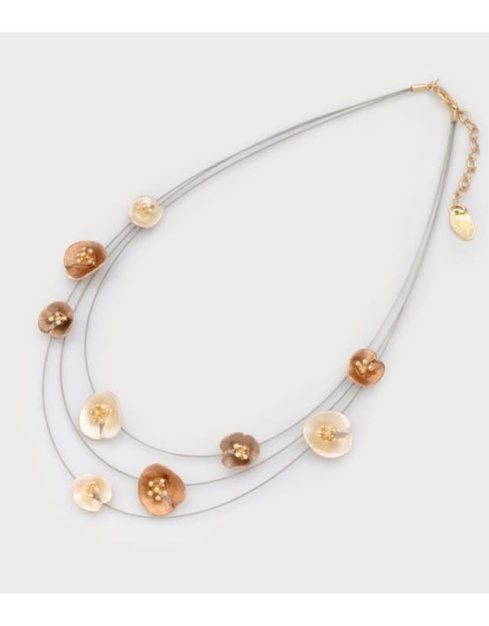 Collier 3 rangs Pavots - Beige