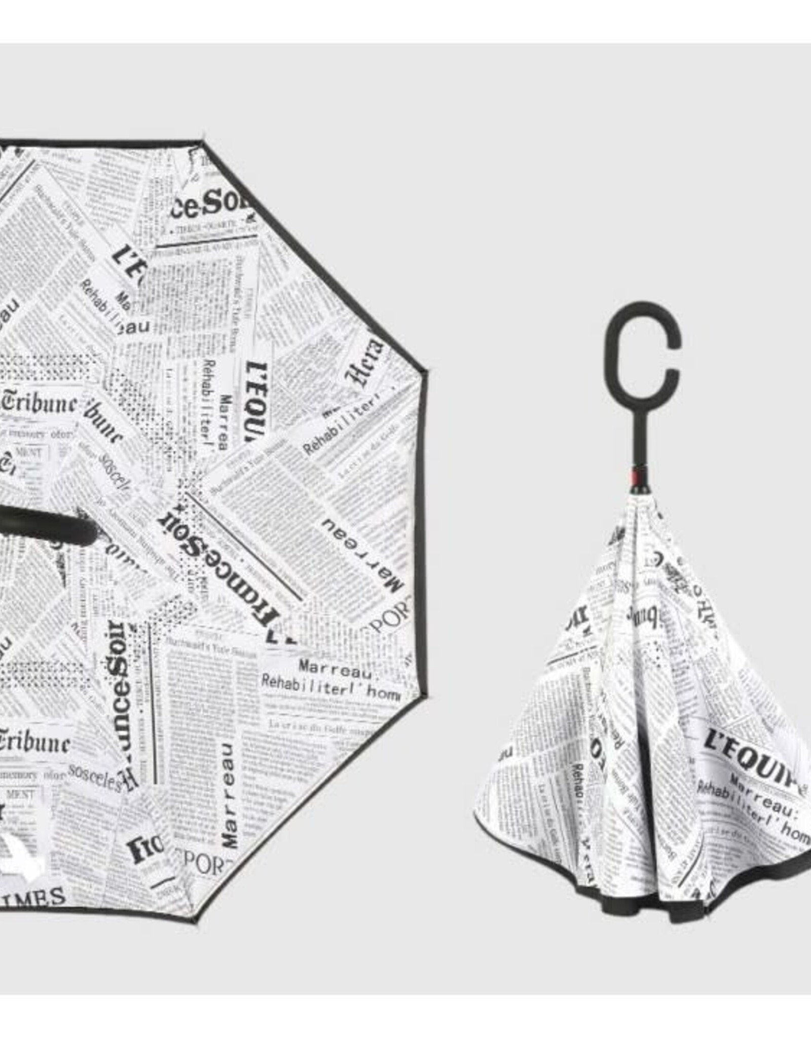 Parapluie Reverse -  Journaux Blanc