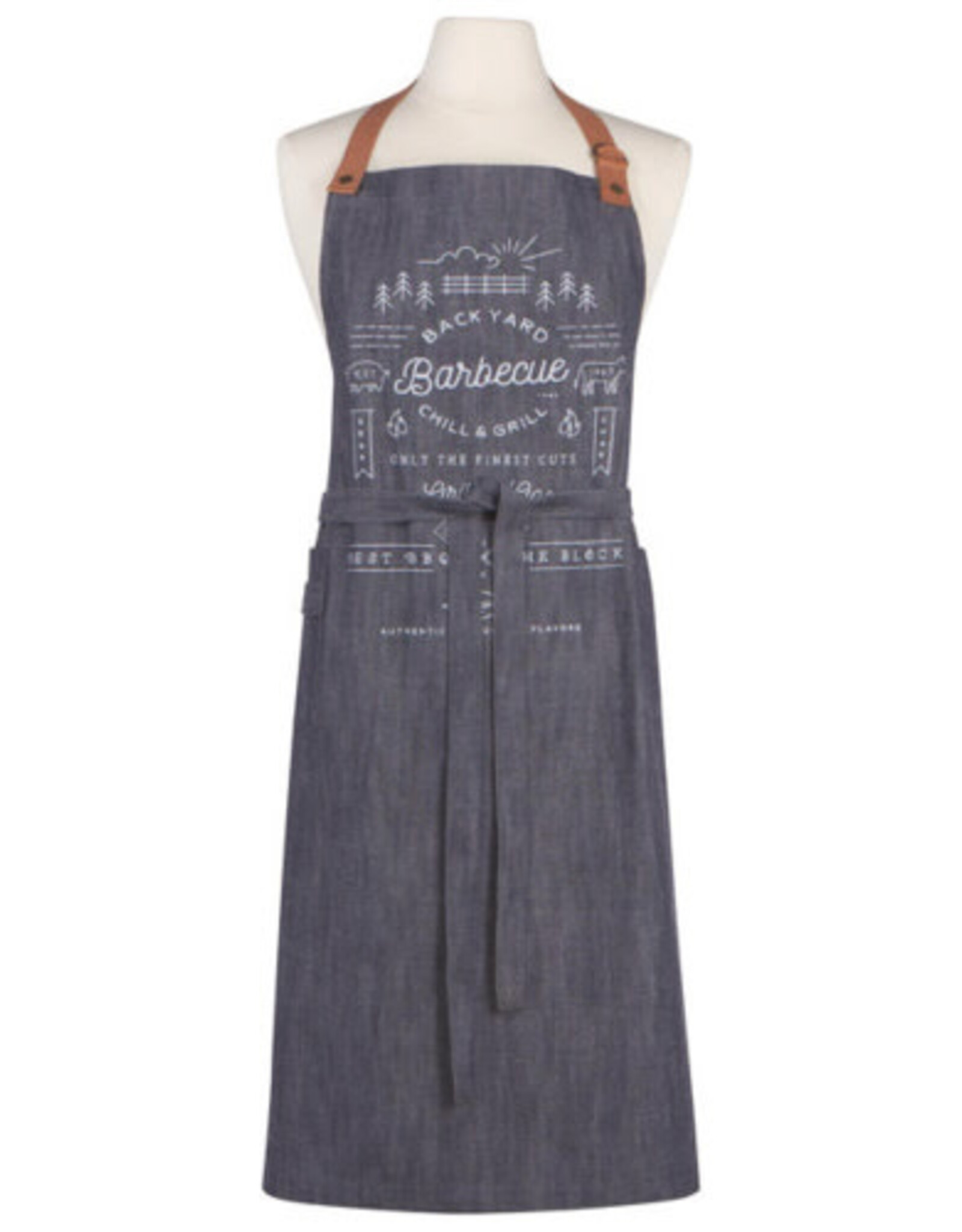 Tablier denim + cuir BBQ