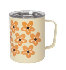 Tasse thermos  - Fleurs Orangées