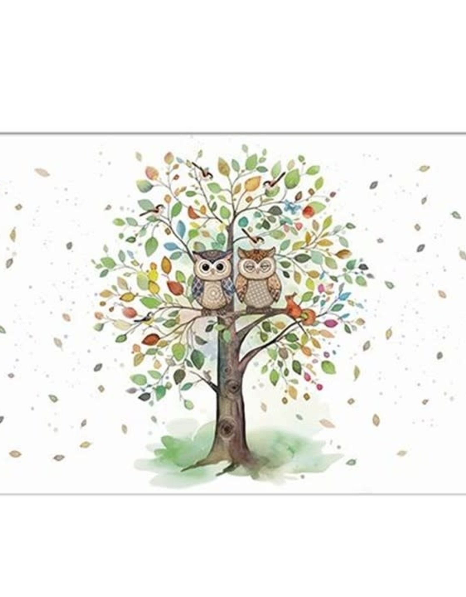 Napperon - Arbre + 2 hiboux