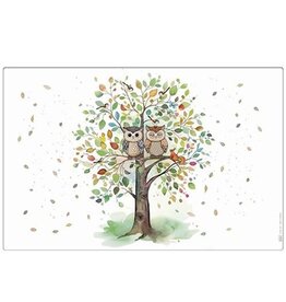 Napperon - Arbre + 2 hiboux