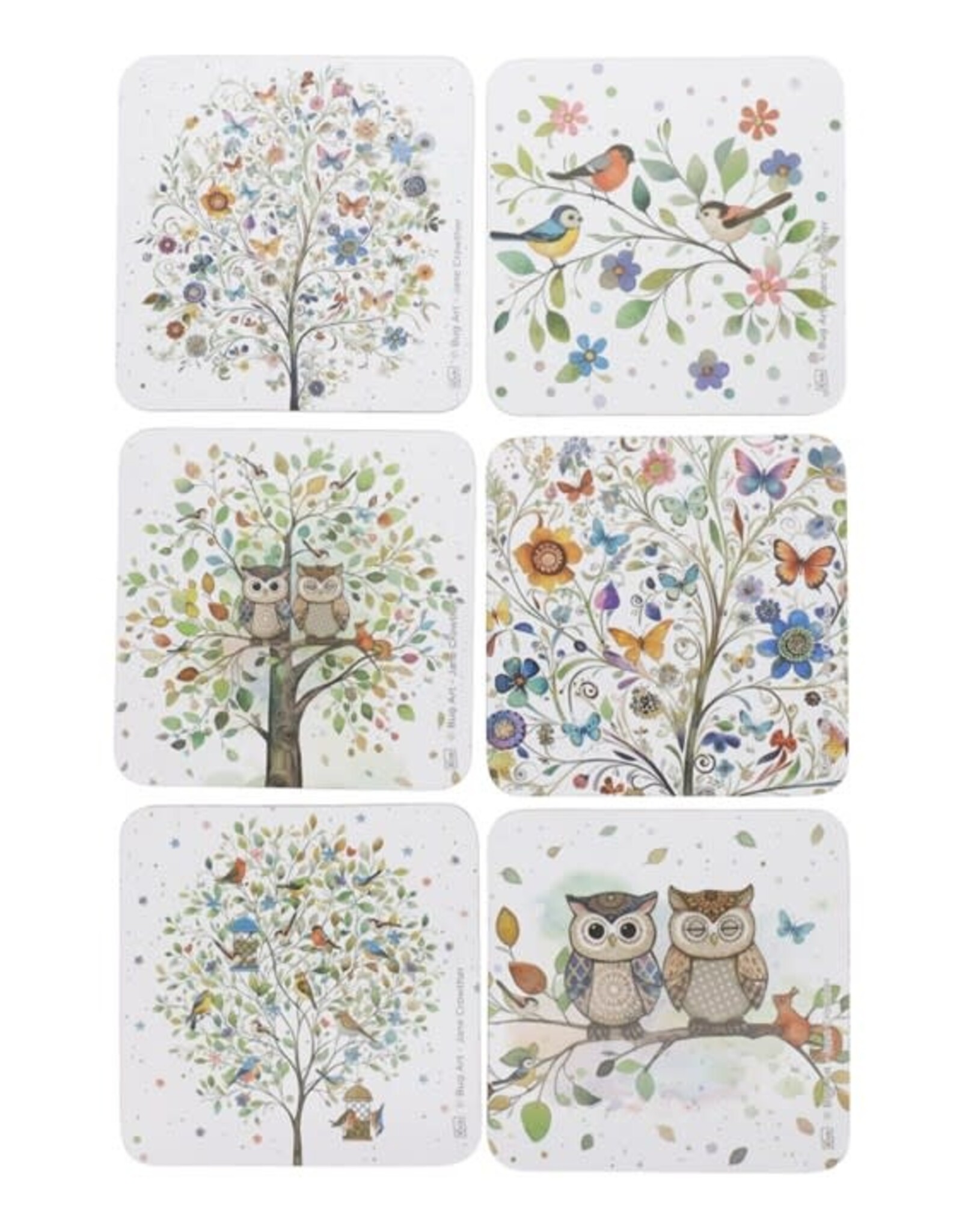 Sous-verre - Fleurs & oiseaux