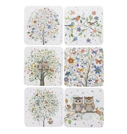 Sous-verre - Fleurs & oiseaux