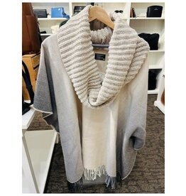 Fraas Châle Poncho  -Beige & gris