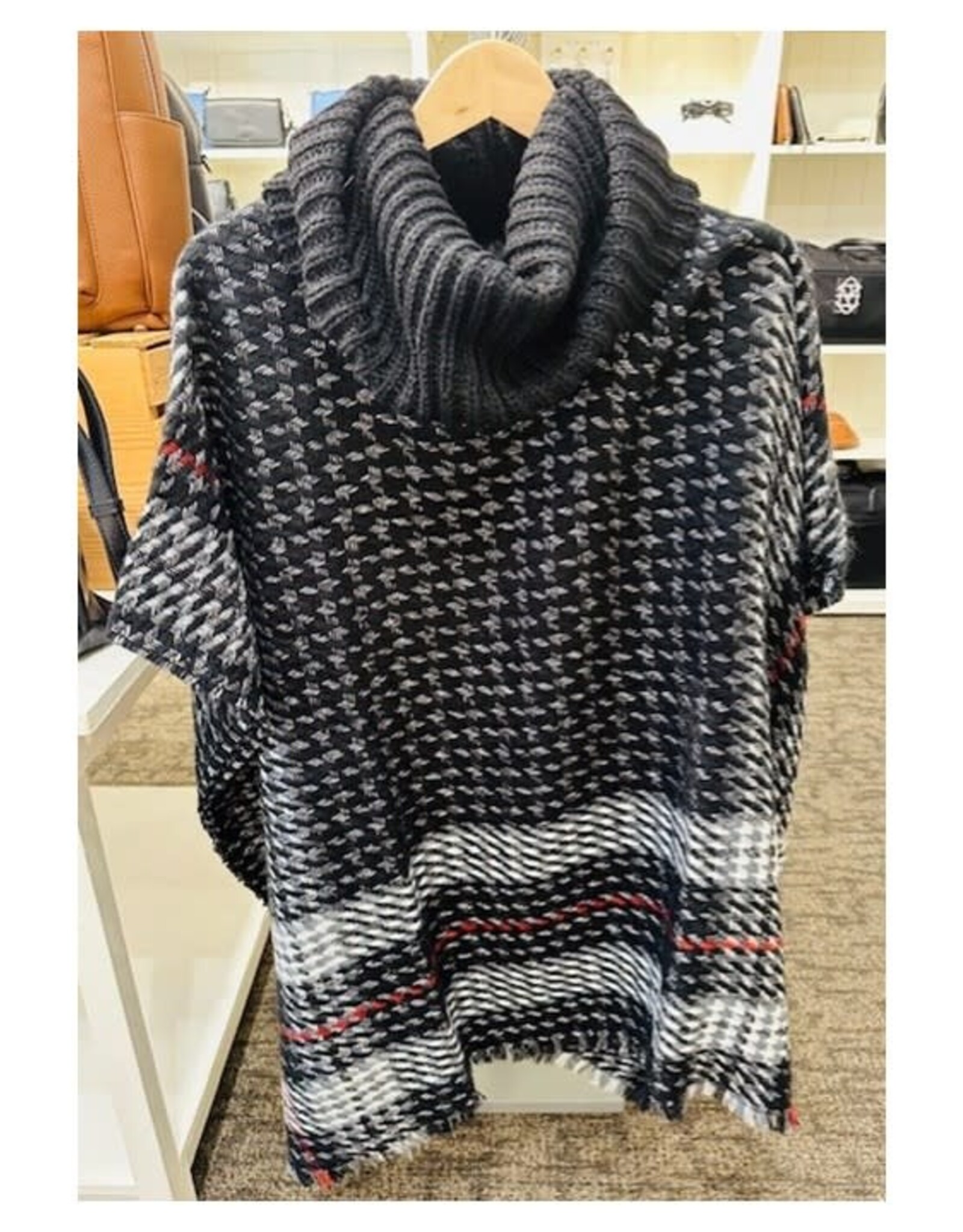 Fraas Châle Poncho Plaid - Noir