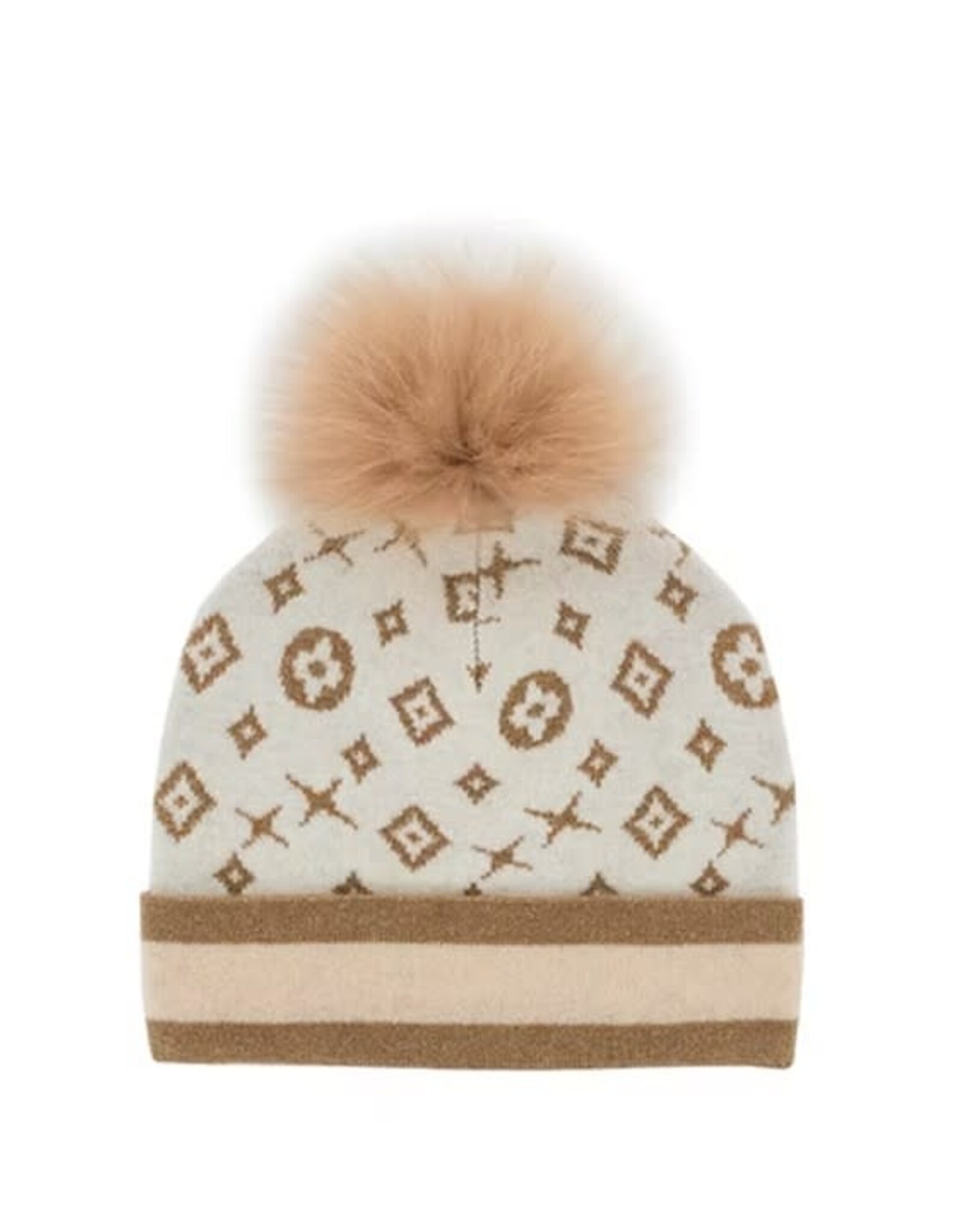 Tuque motif  monogramme - Crème & Or