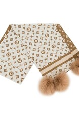 Foulard + pompon  Motif - Crème & Or
