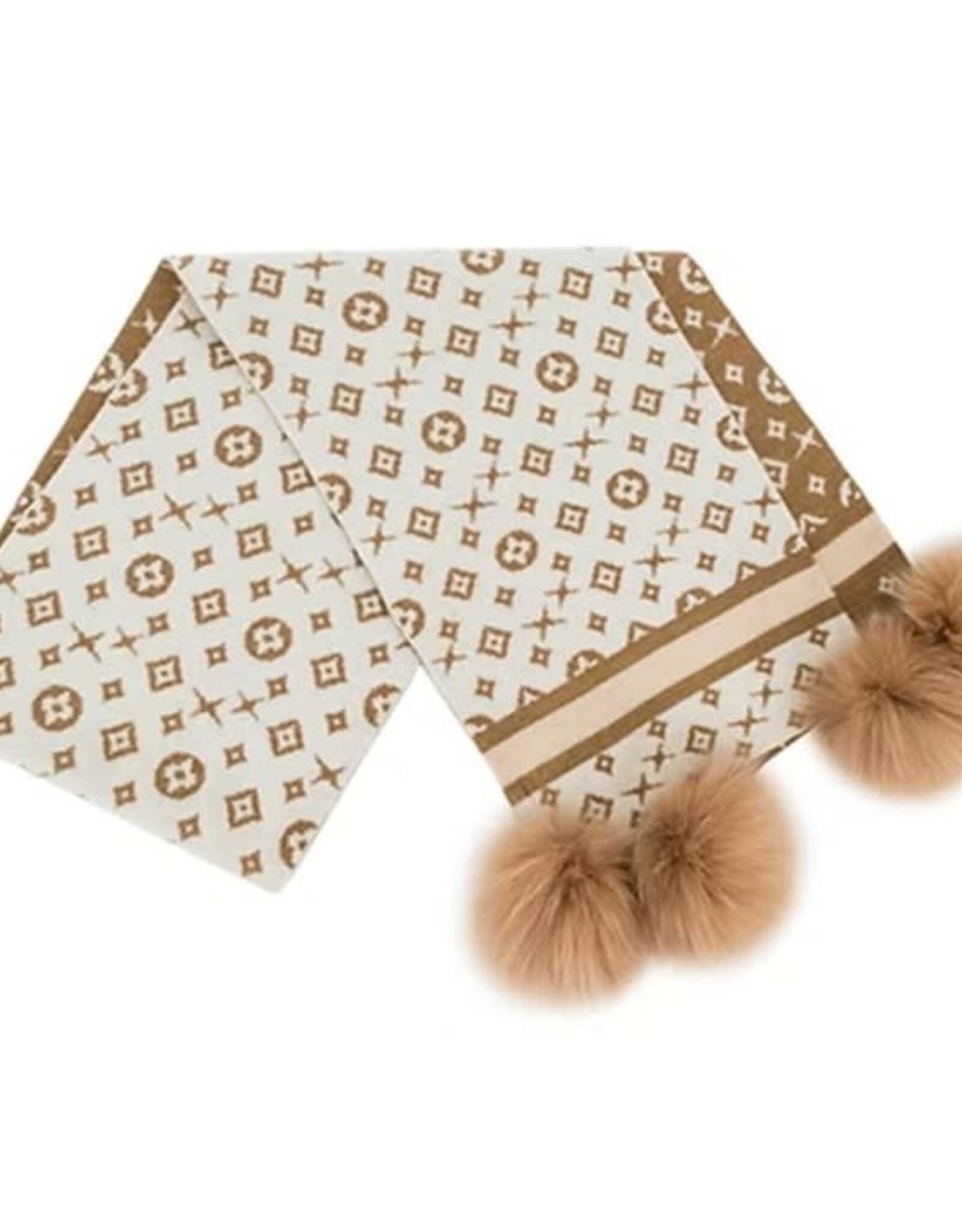 Foulard + pompon  Motif - Crème & Or