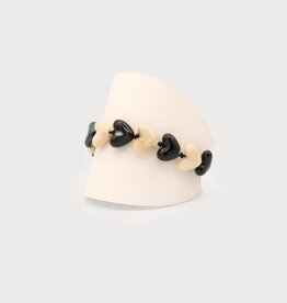 Caracol Bracelet Coeur Noir & Ivoire - Stainless Steel