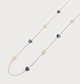 Caracol Long Collier coeur Noir & Beige - Stainless Steel