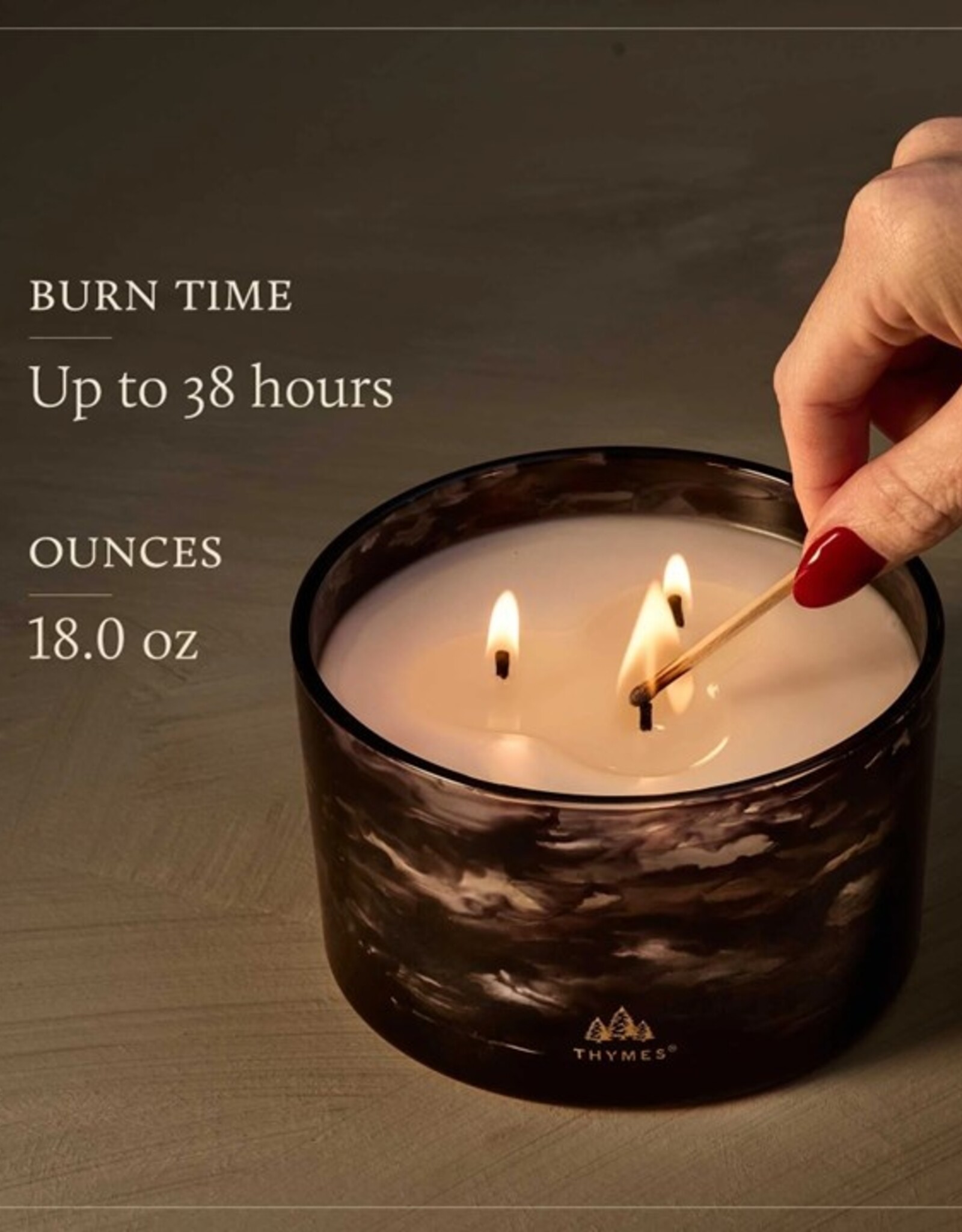 Thymes Bougie 3 mèches - Noir Woods