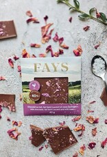 Fays terroir chocolaté Tablette Chocolat au lait, Sel  & Roses Sauvages 