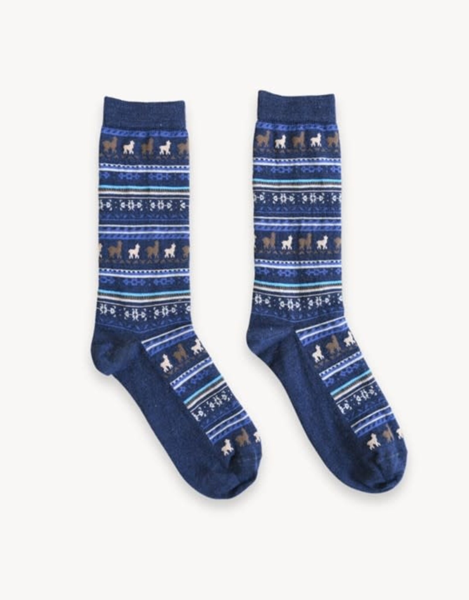 Chaussettes motif alpaga- Marine S/M