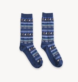 Chaussettes motif alpaga- Marine S/M