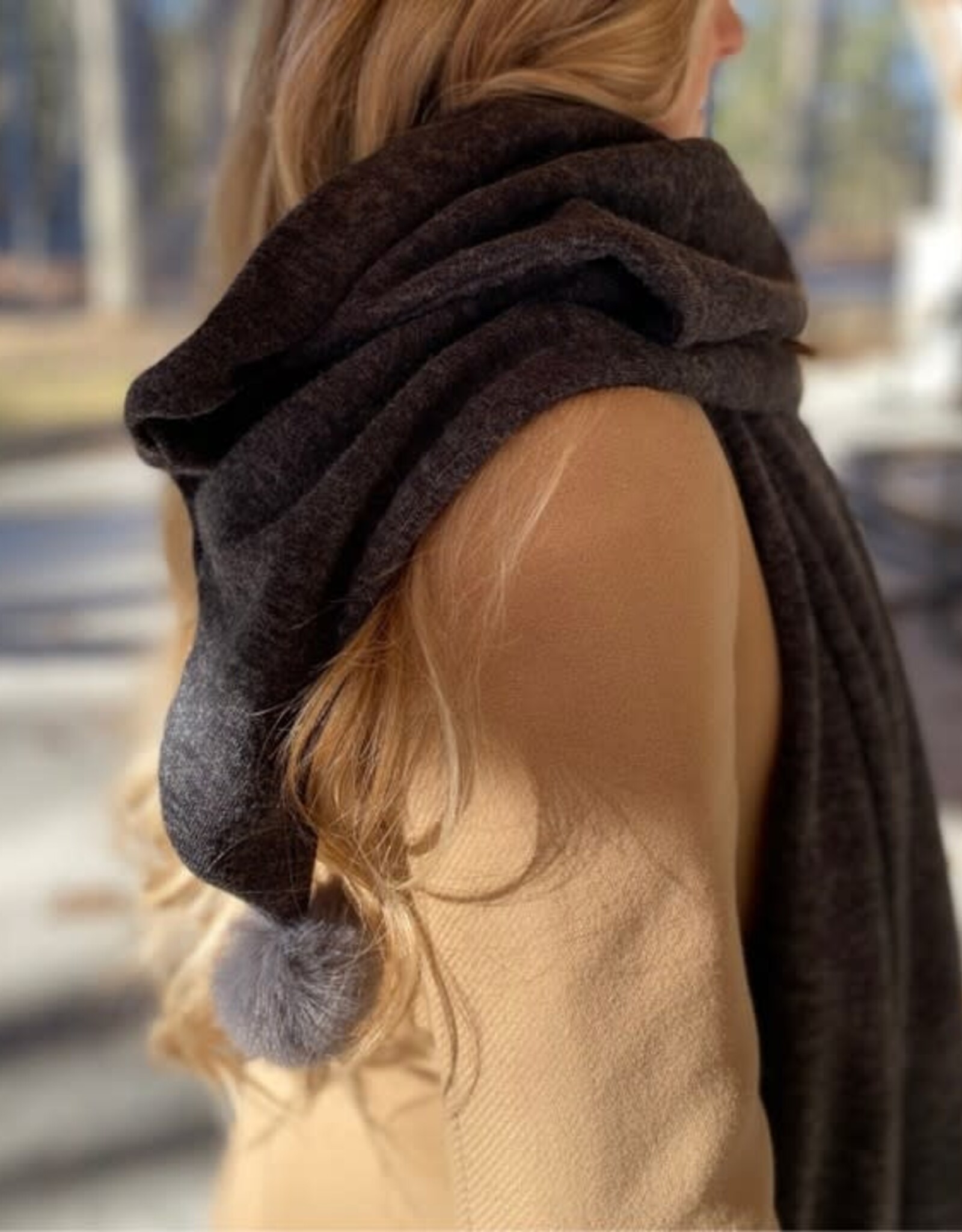Baluchon Foulard charcoal mini pompon # 1892-1820