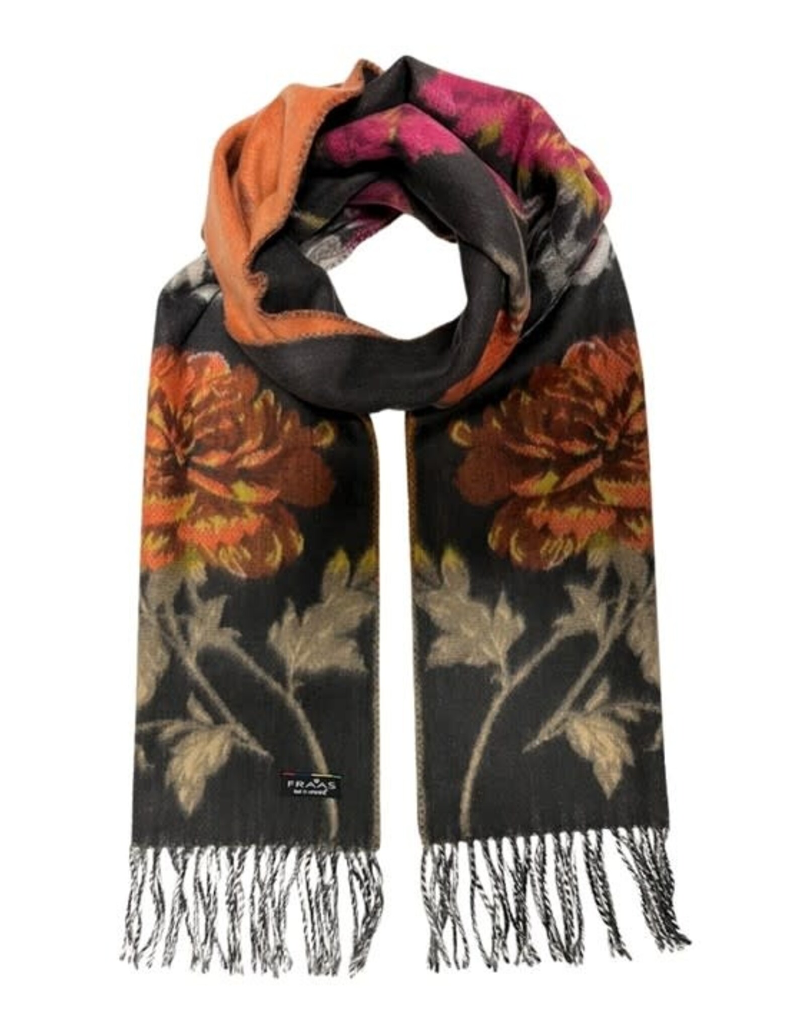 Fraas Foulard Fleuri - Gris & Orangé
