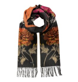 Fraas Foulard Fleuri - Gris & Orangé