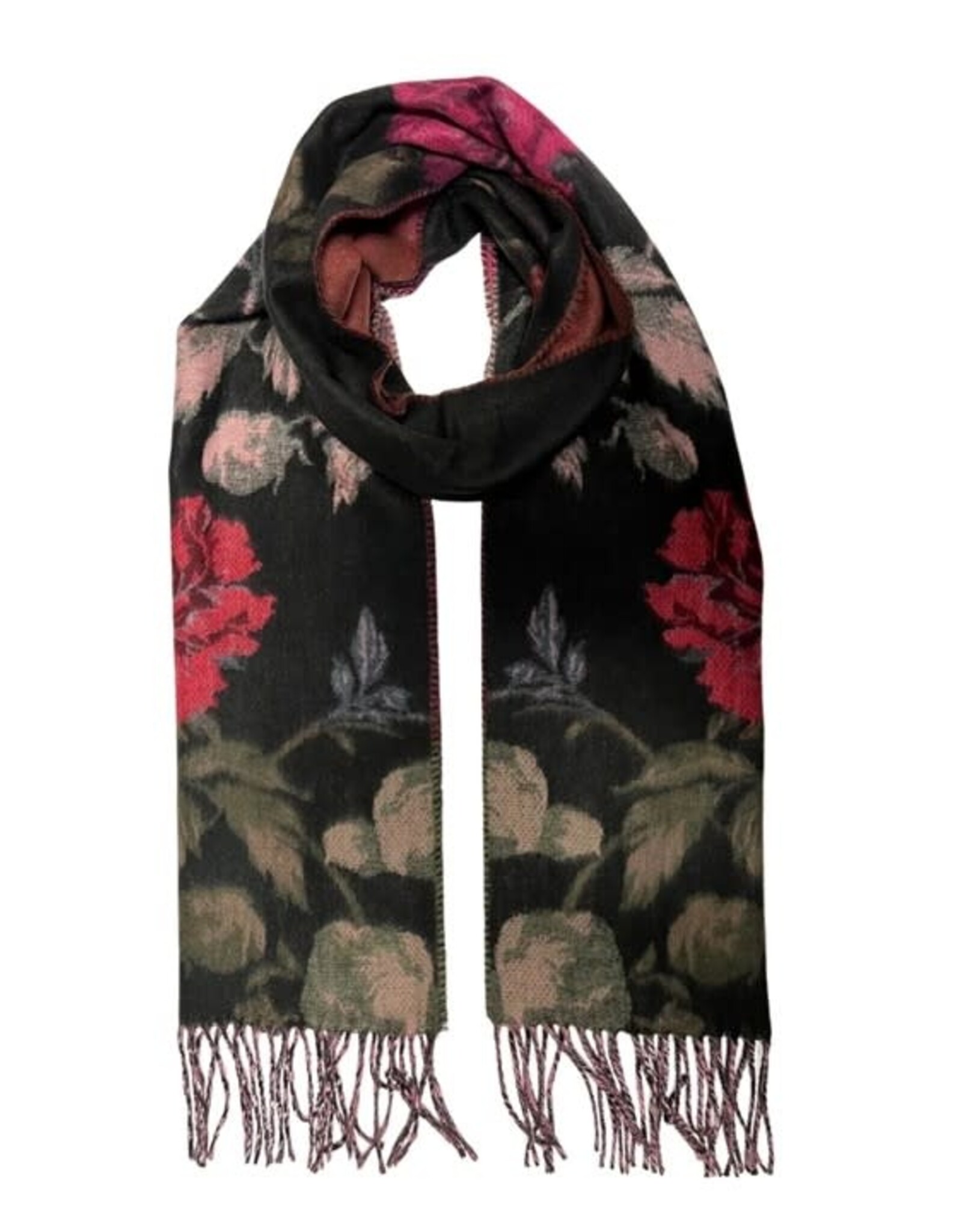 Fraas Foulard Fleuri - Noir & Rose