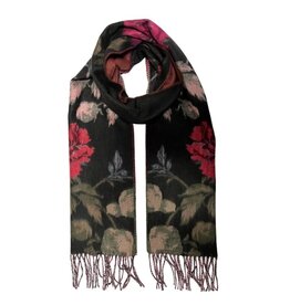 Fraas Foulard Fleuri - Noir & Rose