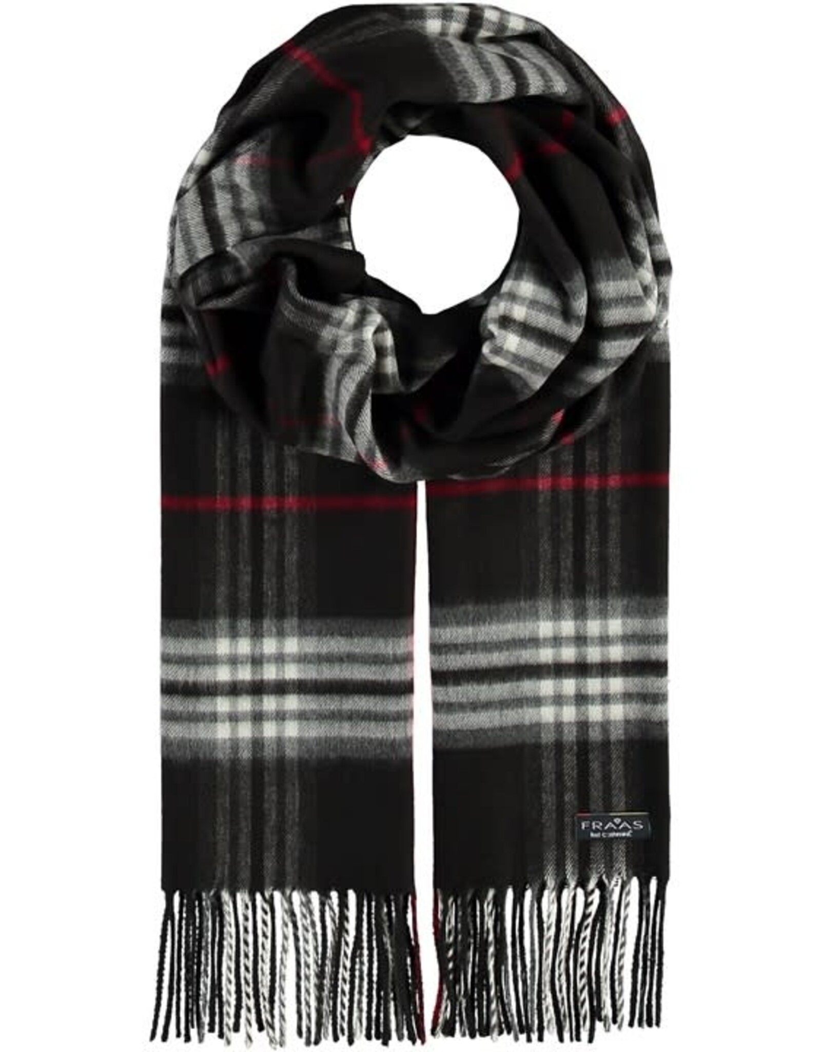 Fraas Foulard cashmink - Tartan noir & blanc