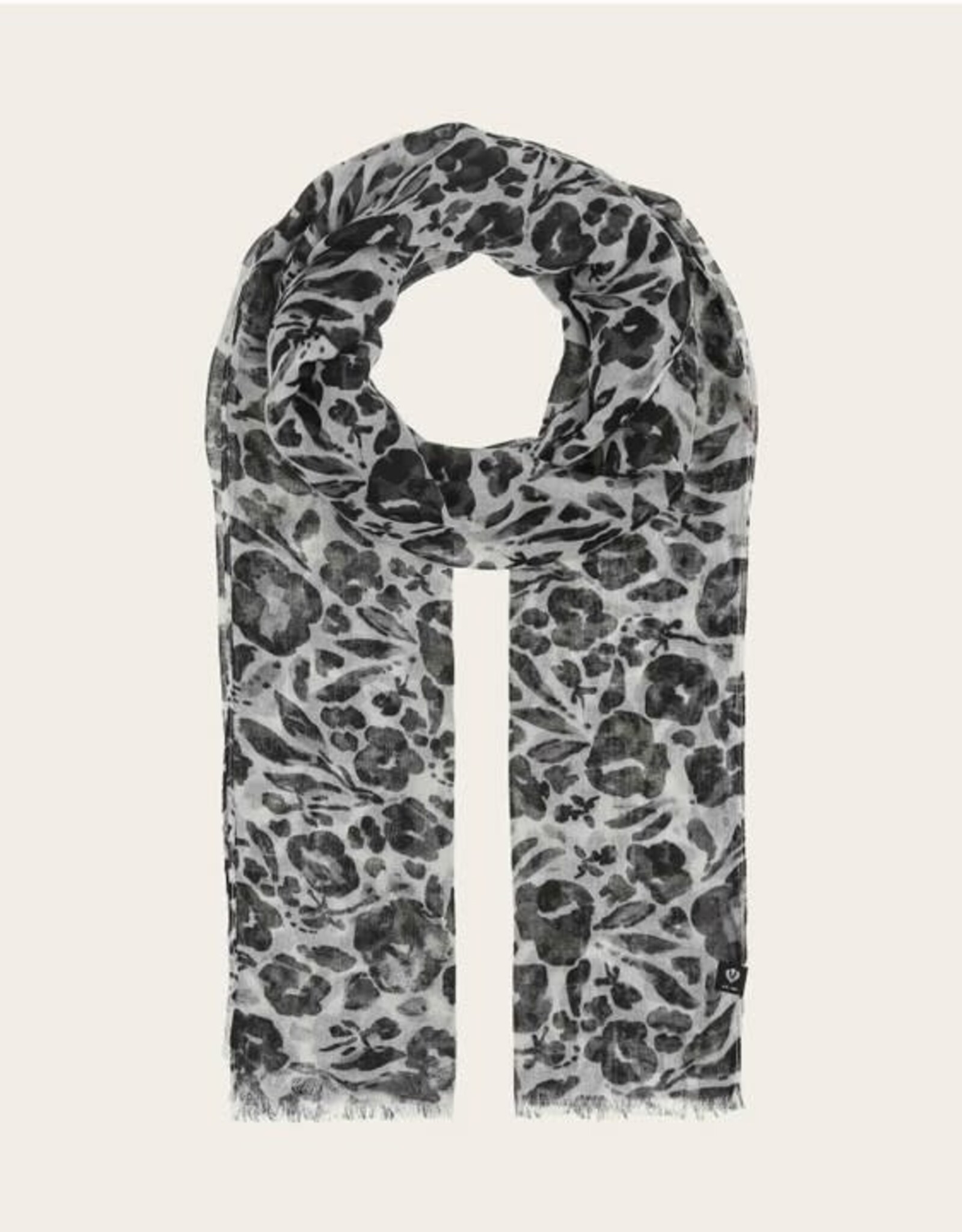 Fraas Foulard léger Fleuri - Noir & Blanc