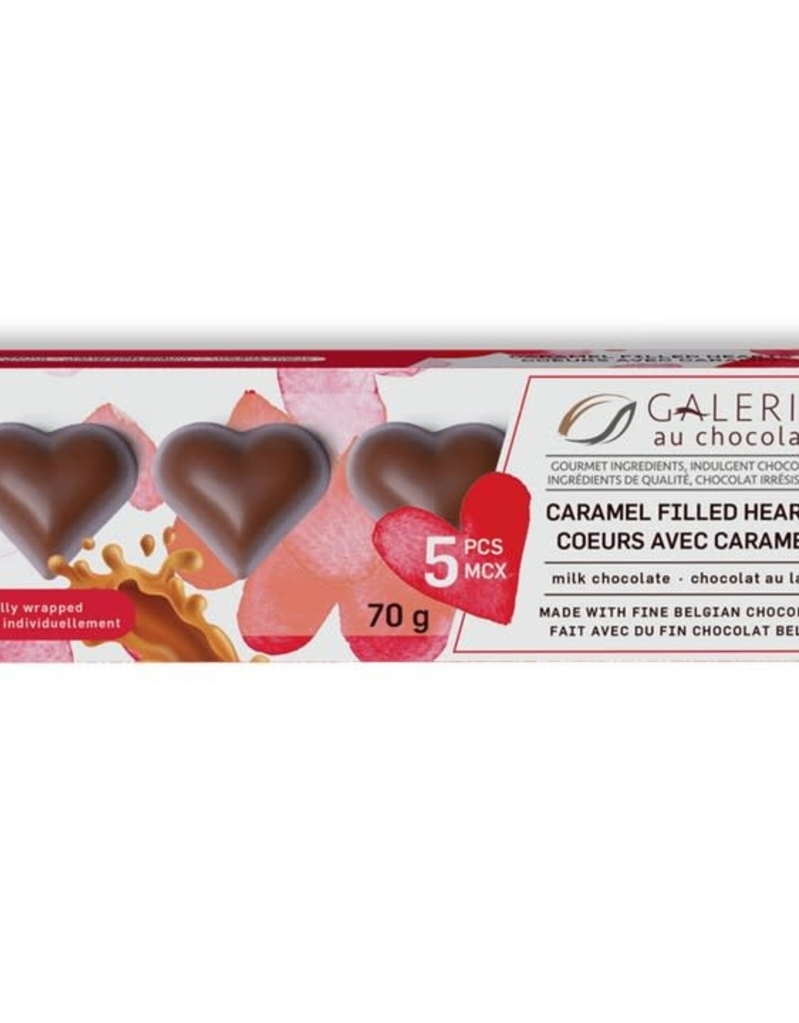 Boite chocolats lait - 5 Coeurs au caramel