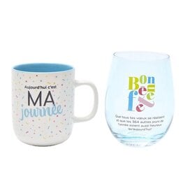 Chantal Lacroix Ens Tasse + Verre - Bonne Fête