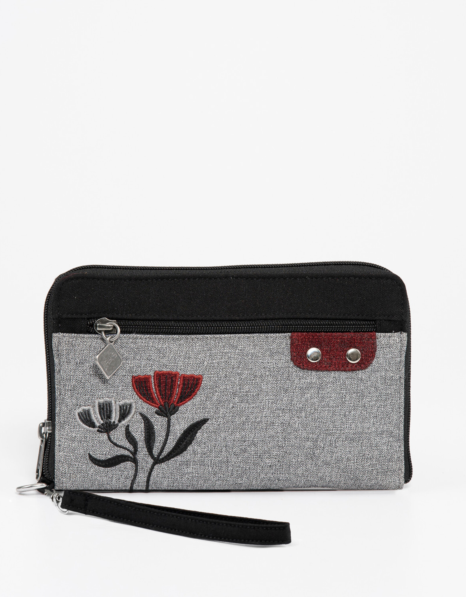 Jak's Grand portefeuille - Fleurs Bordeaux