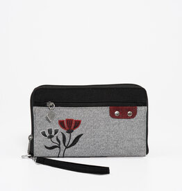 Jak's Grand portefeuille - Fleurs Bordeaux