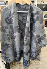 Fraas Châle - Fleuri - Gris & Noir