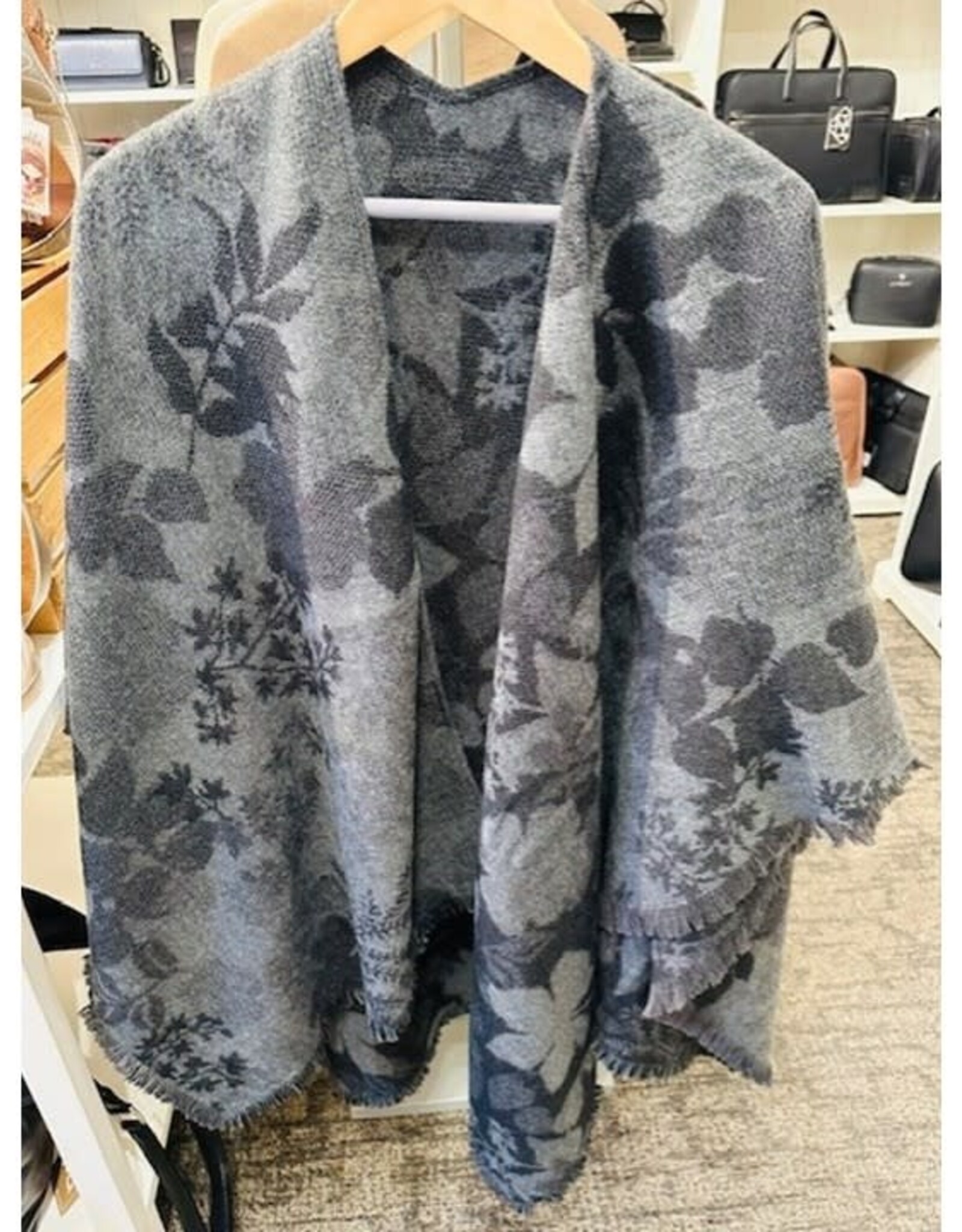 Fraas Châle - Fleuri - Gris & Noir